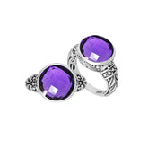 Sterling Silver Elegant Amethyst Quartz Ring With Handcrafted Filigree Design